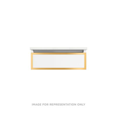 Robern VP24H1D21P28N82 Modular Vanity, 24" x 7-1/2" x 21", Matte Black, Matte Gold Frame, Plumbing Drawer