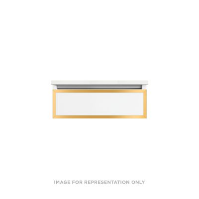 Robern VP24H1D21R19S82 Modular Vanity, 24" x 7-1/2" x 21", Satin White, Matte Gold Frame, False Front Drawer, Selectable Nigh