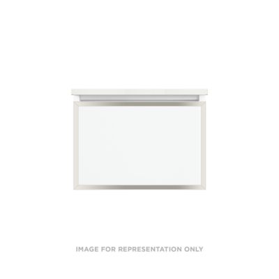 Robern VP24H2D21F26N77 Modular Vanity, 24" x 15" x 21", Matte White, Polished Nickel Frame, Full Drawer