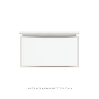 Robern VP30H2D21F21S77 Modular Vanity, 30" x 15" x 21", White, Polished Nickel Frame, Full Drawer, Selectable Night Light, 27
