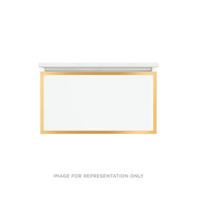 Robern VP30H2D21F21S82 Modular Vanity, 30" x 15" x 21", White, Matte Gold Frame, Full Drawer, Selectable Night Light, 2700K/4