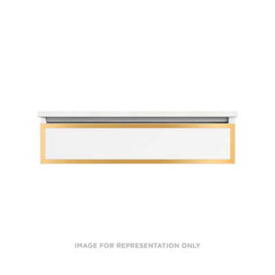 Robern VP36H1D21F19N82 Modular Vanity, 36" x 7-1/2" x 21", Satin White, Matte Gold Frame, Full Drawer