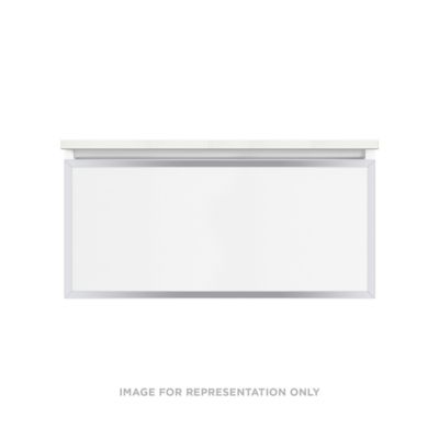 Robern VP36H2D21P19N76 Modular Vanity, 36" x 15" x 21", Satin White, Chrome Frame, Plumbing Drawer