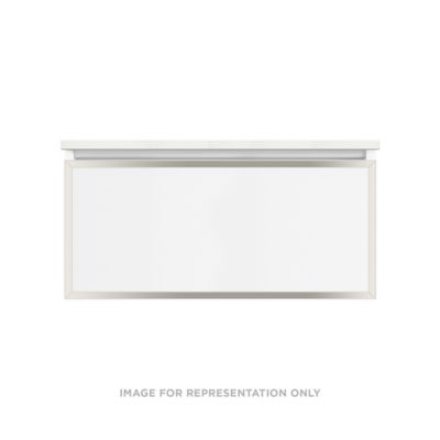 Robern VP36H2D21P27N77 Modular Vanity, 36" x 15" x 21", Matte Gray, Polished Nickel Frame, Plumbing Drawer