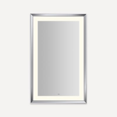 Robern YM2743RPCMD376 Sculpt Lighted Mirror, 27” x 43” x 2-5/16”, Chamfer Museum Frame, Chrome, Perimeter Light Pattern, Warm