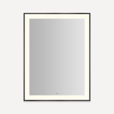 Robern YM3141RPSMD383 Sculpt Lighted Mirror, 31” x 41” x 2-1/4", Slim Museum Frame, Matte Black, Perimeter Light Pattern, War