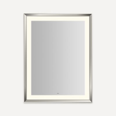 Robern YM3343RPCMD3K77 Sculpt Lighted Mirror, 33” x 43” x 2-5/16”, Chamfer Museum Frame, Polished Nickel, Perimeter Light Pat