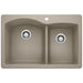BLANCO 441283 Diamond 1-3/4 Double Bowl Dual Mount Kitchen Sink - Truffle