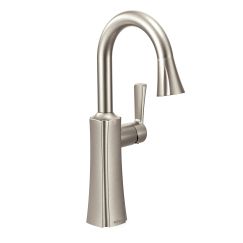 Moen S62608 Etch One Handle High Arc Pulldown Bar Faucet in Spot Resist Stainless