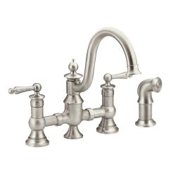 Moen S713 Waterhill Two Handle High Arc Kitchen Faucet in Spot Resist Stainless