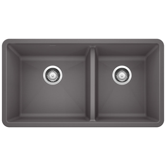 BLANCO 441479 Precis 1-3/4 Double Bowl Kitchen Sink - Cinder