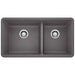 BLANCO 441479 Precis 1-3/4 Double Bowl Kitchen Sink - Cinder
