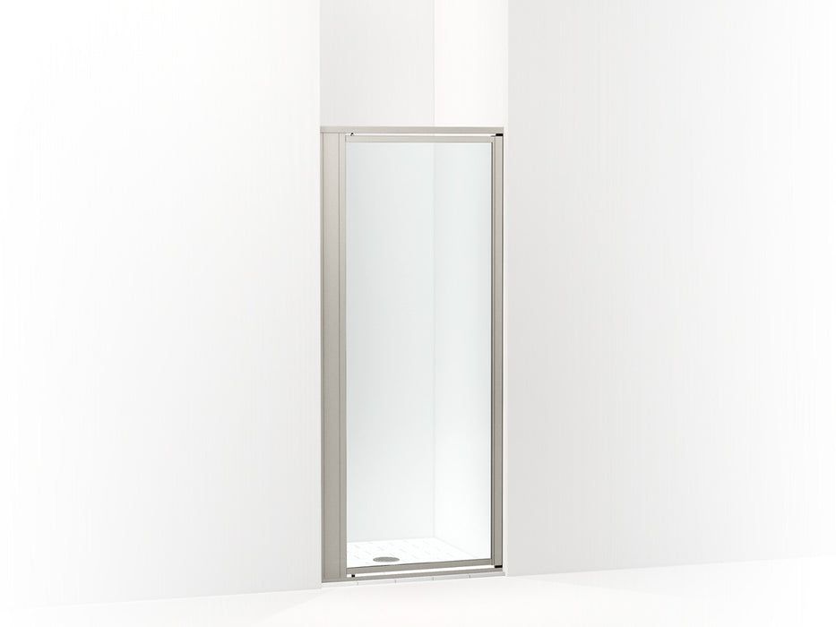 Sterling Attend 69" H pivot shower door with 1/8"-thick glass - Nickel Frame Finish with Smooth/Clear Glass Texture