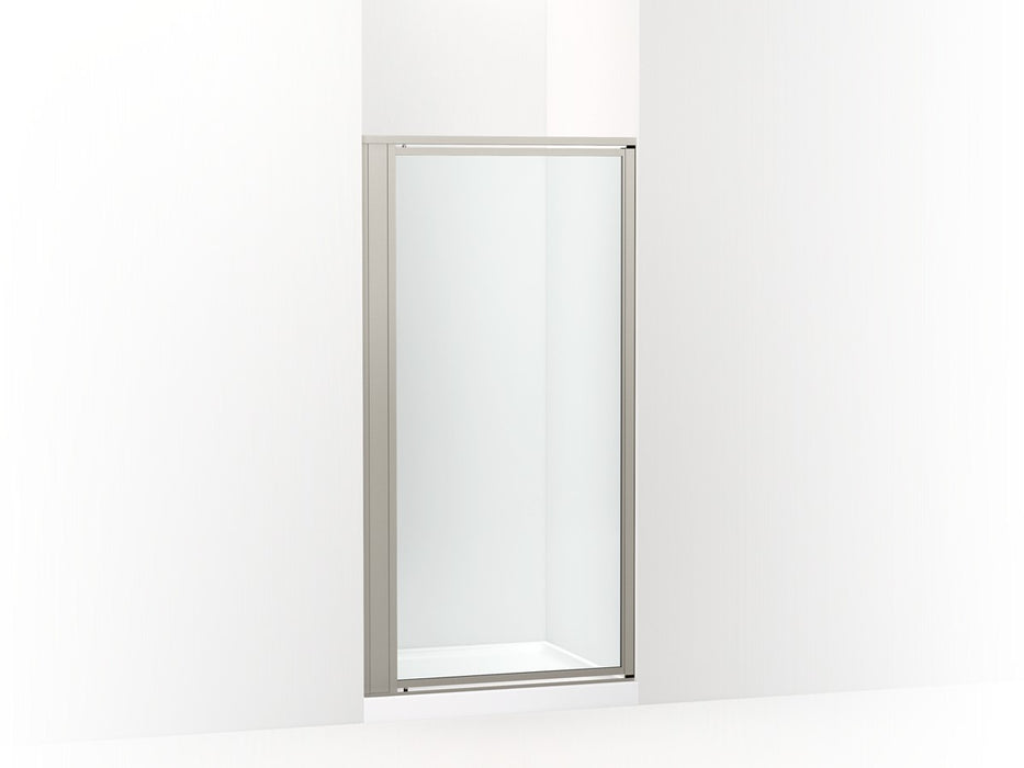 Sterling Attend 69" H pivot shower door with 1/8"-thick glass - Nickel Frame Finish with Smooth/Clear Glass Texture