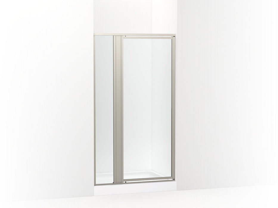 Sterling Attend 69" H pivot shower door with 1/8"-thick glass - Nickel Frame Finish with Smooth/Clear Glass Texture