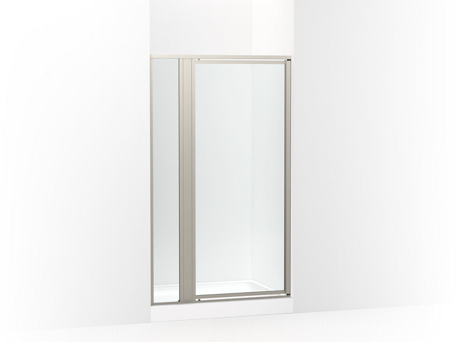 Sterling Attend 69" H pivot shower door with 1/8"-thick glass - Nickel Frame Finish with Smooth/Clear Glass Texture