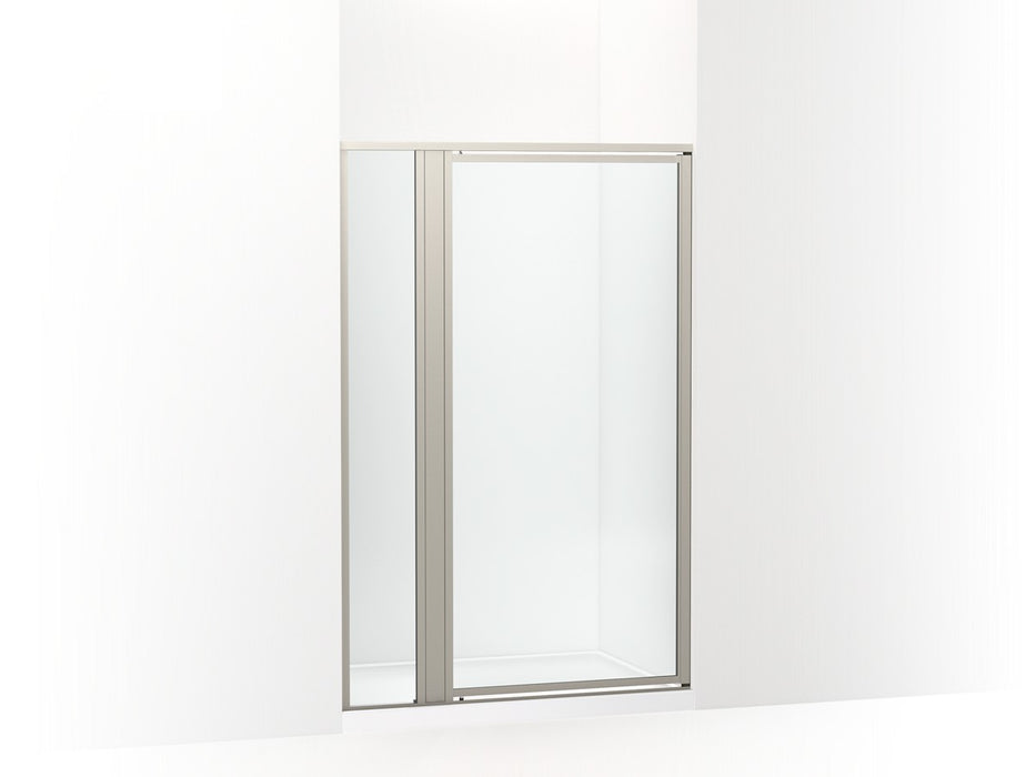 Sterling Attend 69" H pivot shower door with 1/8"-thick glass - Nickel Frame Finish with Smooth/Clear Glass Texture