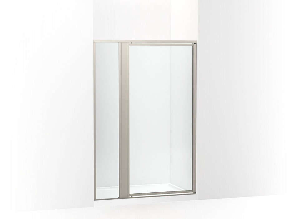 Sterling Attend 69" H pivot shower door with 1/8"-thick glass - Nickel Frame Finish with Smooth/Clear Glass Texture