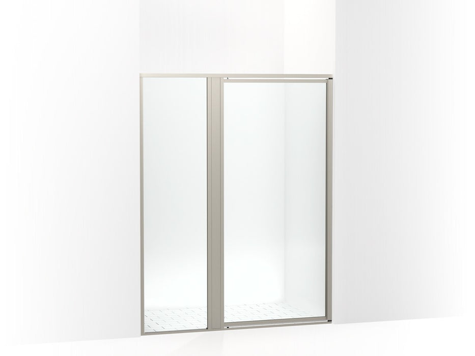 Sterling Attend 69" H pivot shower door with 1/8"-thick glass - Nickel Frame Finish with Smooth/Clear Glass Texture