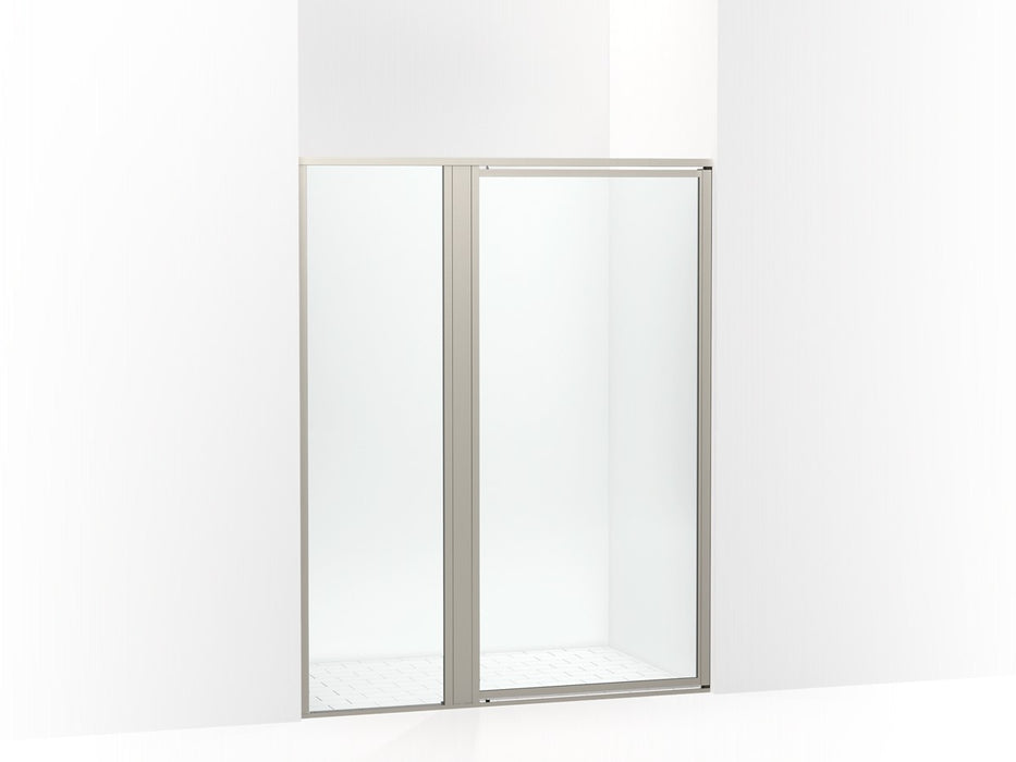 Sterling Attend 69" H pivot shower door with 1/8"-thick glass - Nickel Frame Finish with Smooth/Clear Glass Texture