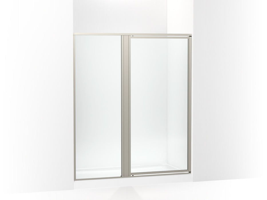 Sterling Attend 69" H pivot shower door with 1/8"-thick glass - Nickel Frame Finish with Smooth/Clear Glass Texture