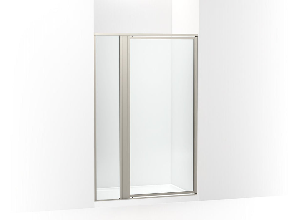 Sterling Attend 72" H pivot shower door with 1/8"-thick glass - Nickel Frame Finish with Smooth/Clear Glass Texture