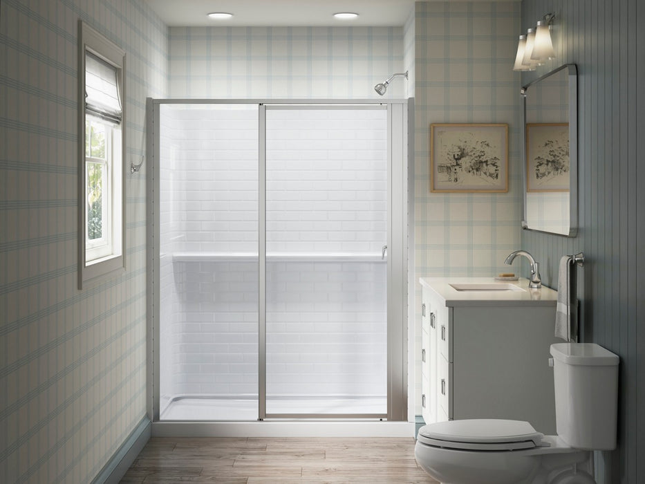 Sterling Attend 72" H pivot shower door with 1/8"-thick glass - Bright Silver