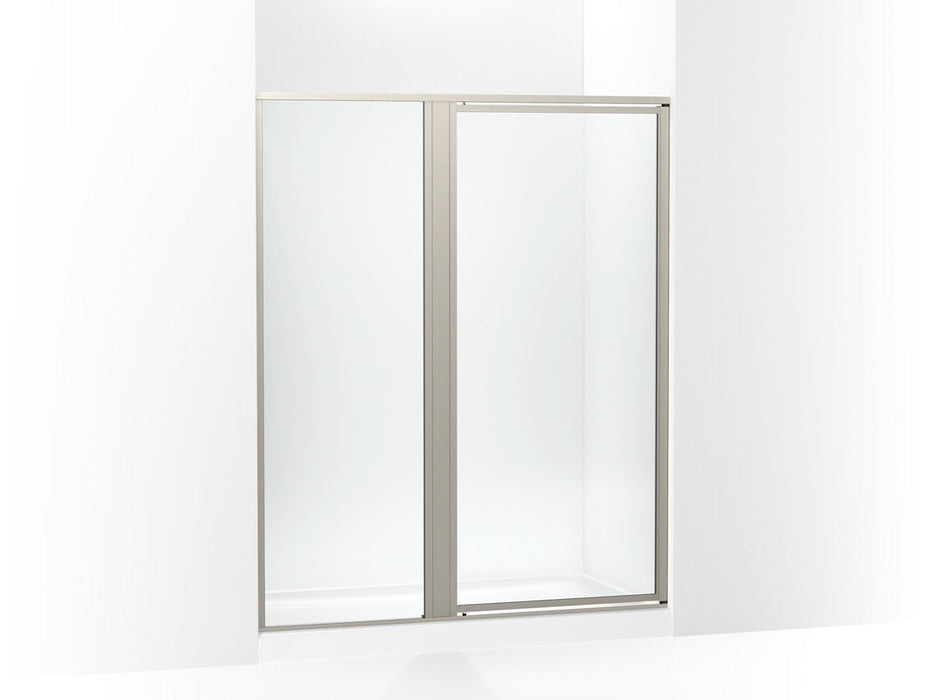 Sterling Attend 72" H pivot shower door with 1/8"-thick glass - Nickel Frame Finish with Smooth/Clear Glass Texture