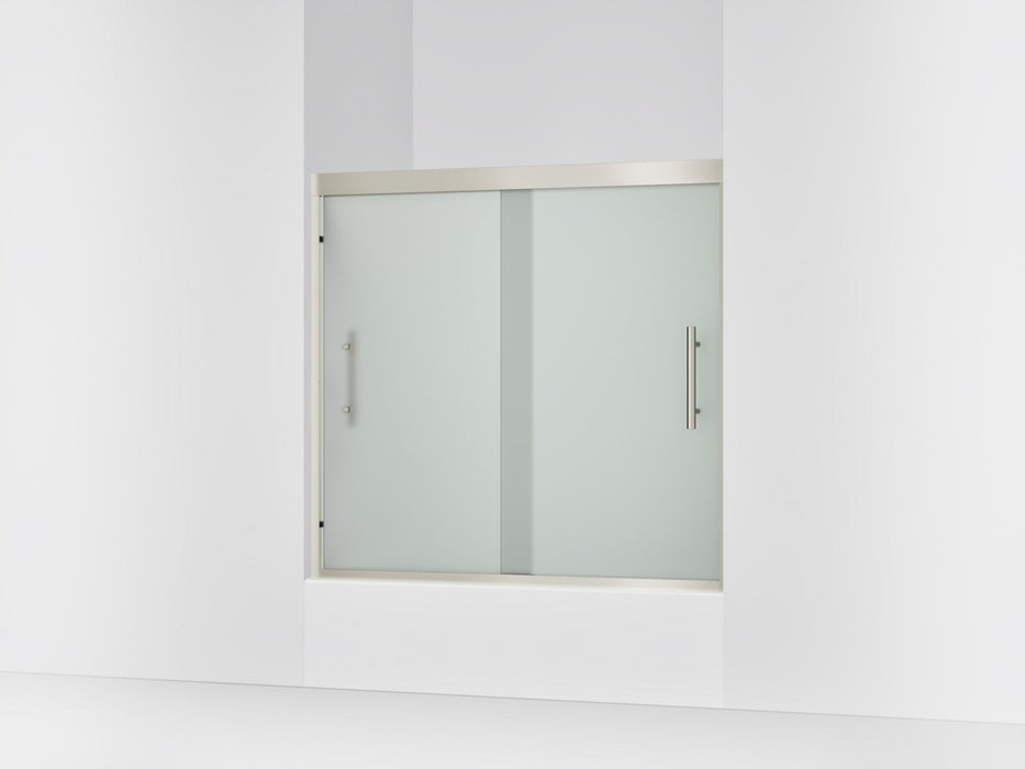 Sterling Finesse Peak 55-1/8" H sliding bath door with 5/16"-thick glass - Anodized Brushed Nickel