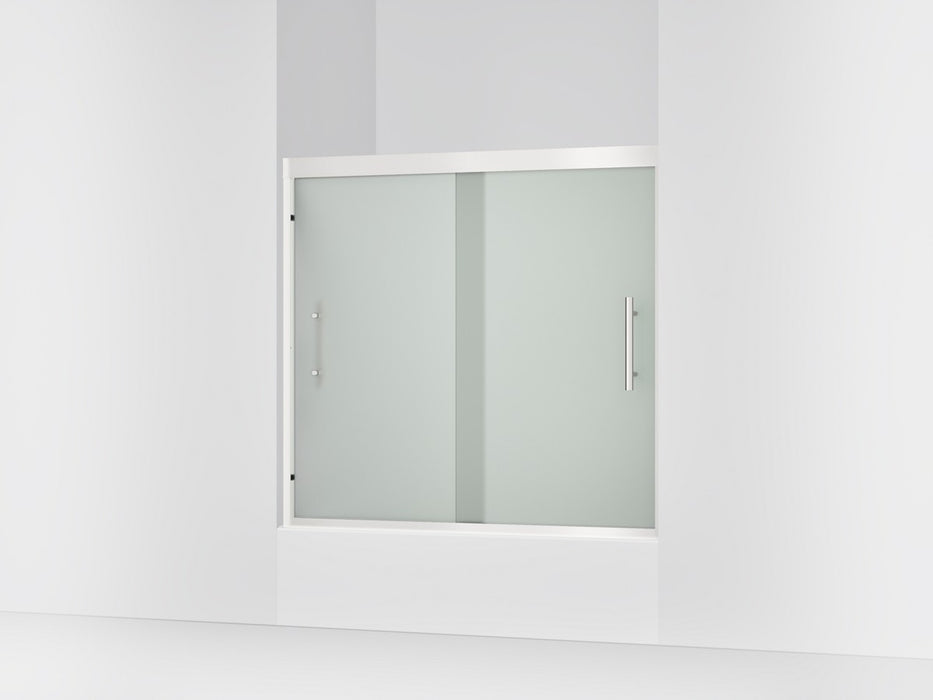 Sterling Finesse Peak 55-1/8" H sliding bath door with 5/16"-thick glass - Bright Polished Silver