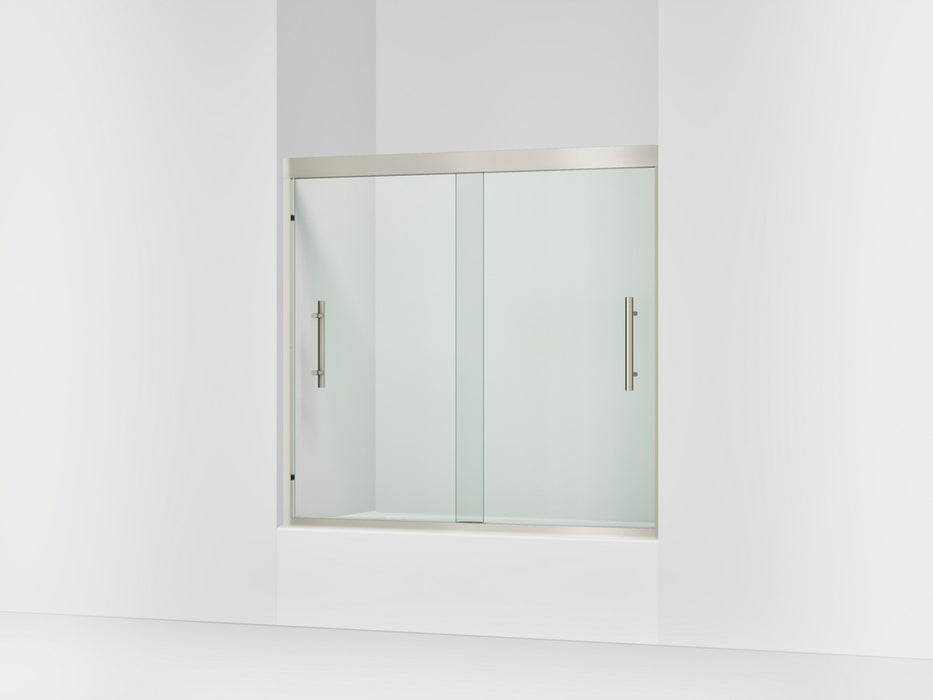 Sterling Finesse Peak 55-1/8" H sliding bath door with 5/16"-thick glass - Anodized Brushed Nickel