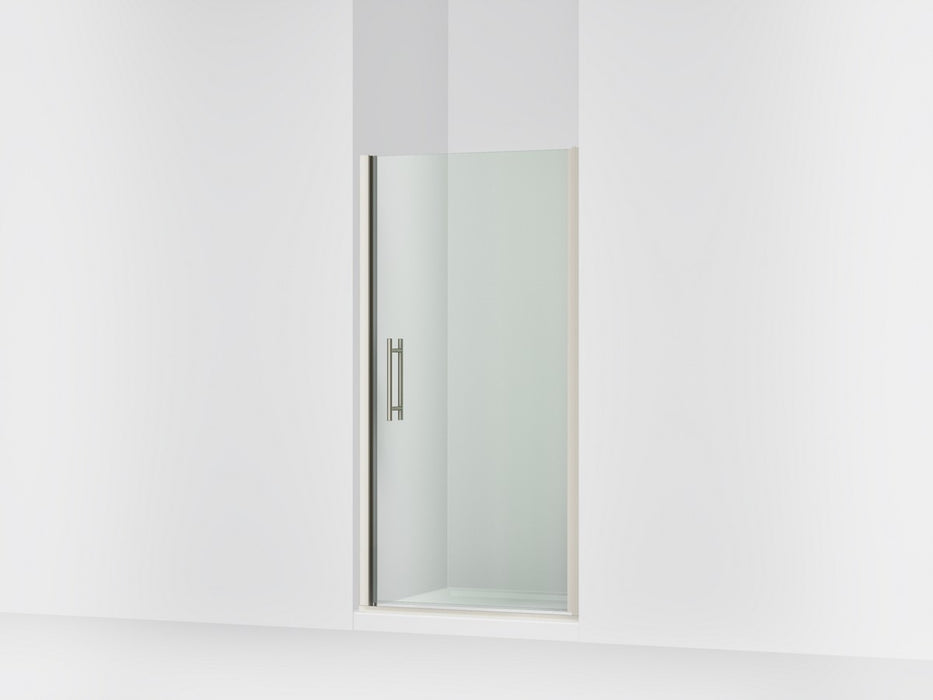 Sterling Finesse 67" H pivot shower door with 1/4"-thick glass - Anodized Brushed Nickel