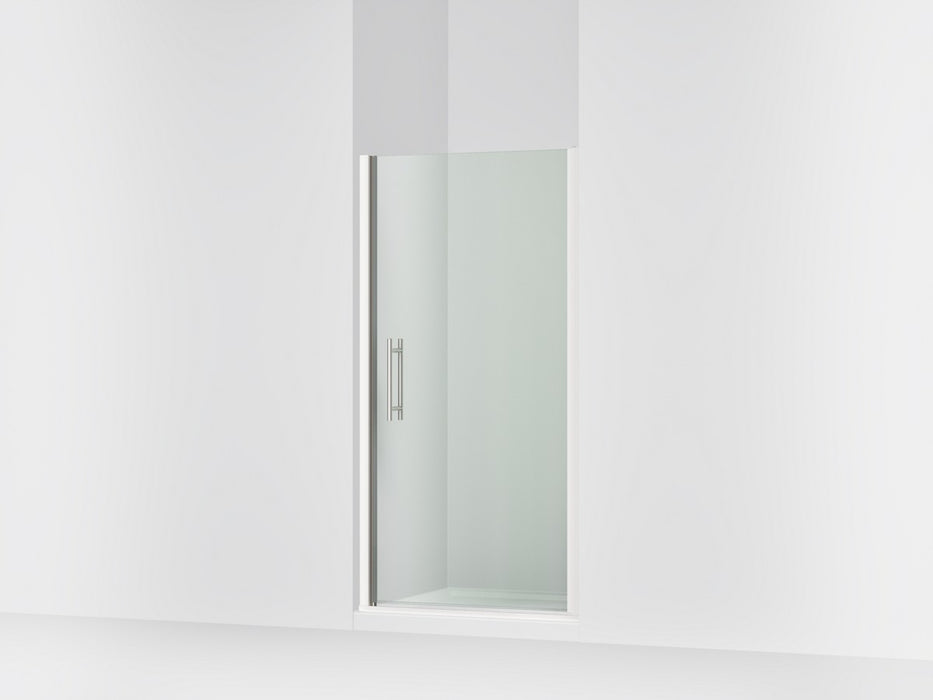 Sterling Finesse 67" H pivot shower door with 1/4"-thick glass - Bright Polished Silver
