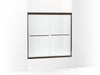 Sterling Finesse Frameless sliding bath door 54-5/8"–59-5/8" W x 57-3/4" H - Deep Bronze