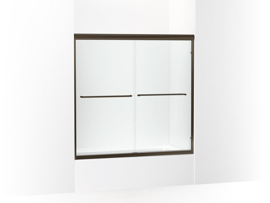 Sterling Finesse Frameless sliding bath door 54-5/8"–59-5/8" W x 57-3/4" H - Deep Bronze