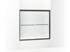 Sterling Finesse Frameless sliding bath door, 55-1/2" H x 52 - 57" W, with 1/4" thick Clear glass - Deep Bronze