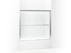 Sterling Finesse Frameless sliding bath door, 55-1/2" H x 52 - 57" W, with 1/4" thick Clear glass - Silver
