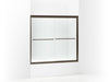 Sterling Finesse Frameless sliding bath door 54-5/8"–59-5/8" W x 55-3/16" H - Deep Bronze