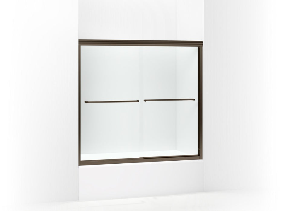 Sterling Finesse Frameless sliding bath door 54-5/8"–59-5/8" W x 55-3/16" H - Deep Bronze