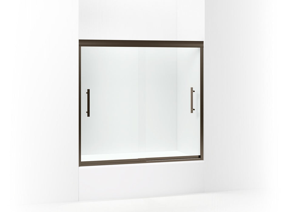 Sterling Finesse Peak 55-1/2" H frameless sliding bath door with 5/16"-thick glass - Deep Bronze