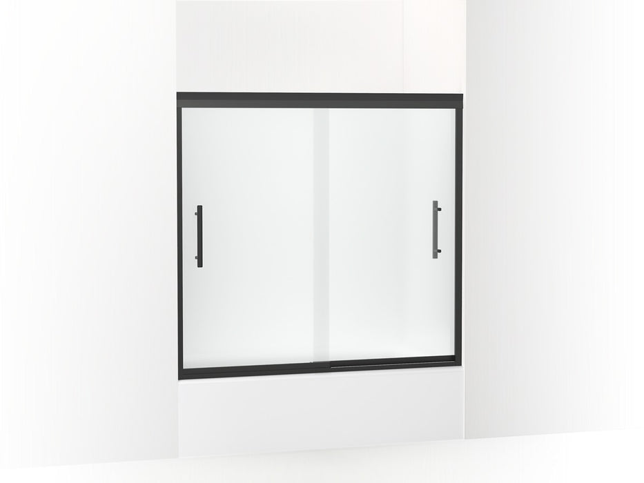 Sterling Finesse Peak 55-1/2" H frameless sliding bath door with 5/16"-thick glass - Matte Black