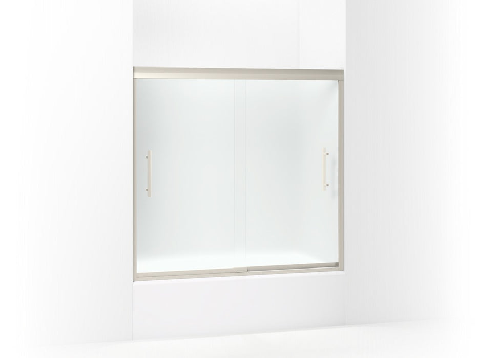 Sterling Finesse Peak 55-1/2" H frameless sliding bath door with 5/16"-thick glass - Nickel
