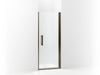 Sterling Finesse Peak Headerless frameless pivot shower door 33" max opening x 67" H - Deep Bronze