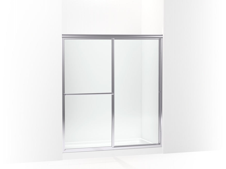 Sterling Deluxe 65-1/2" H sliding shower door with 1/8"-thick glass - Silver