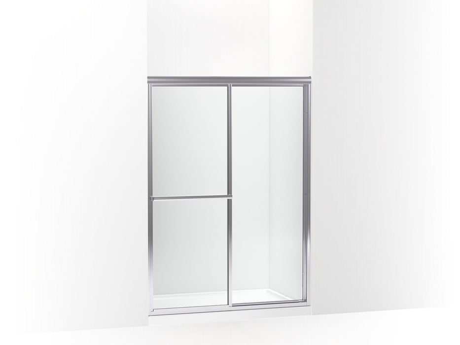 Sterling Deluxe 65-1/2" H sliding shower door with 1/8"-thick glass - Silver