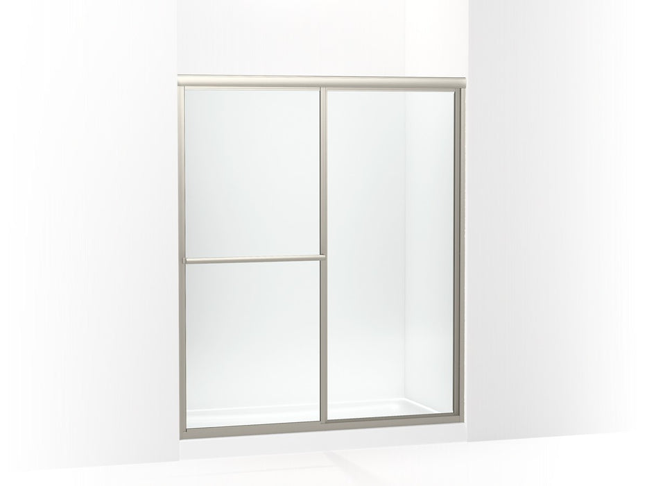 Sterling Deluxe Framed sliding shower door, 70" H x 54-3/8 – 59-3/8" W, with 1/8" thick Clear glass - Nickel