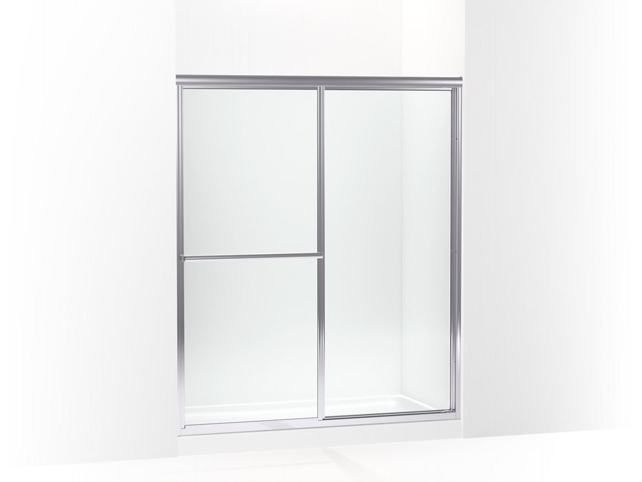 Sterling Deluxe Framed sliding shower door, 70" H x 54-3/8 – 59-3/8" W, with 1/8" thick Clear glass - Silver