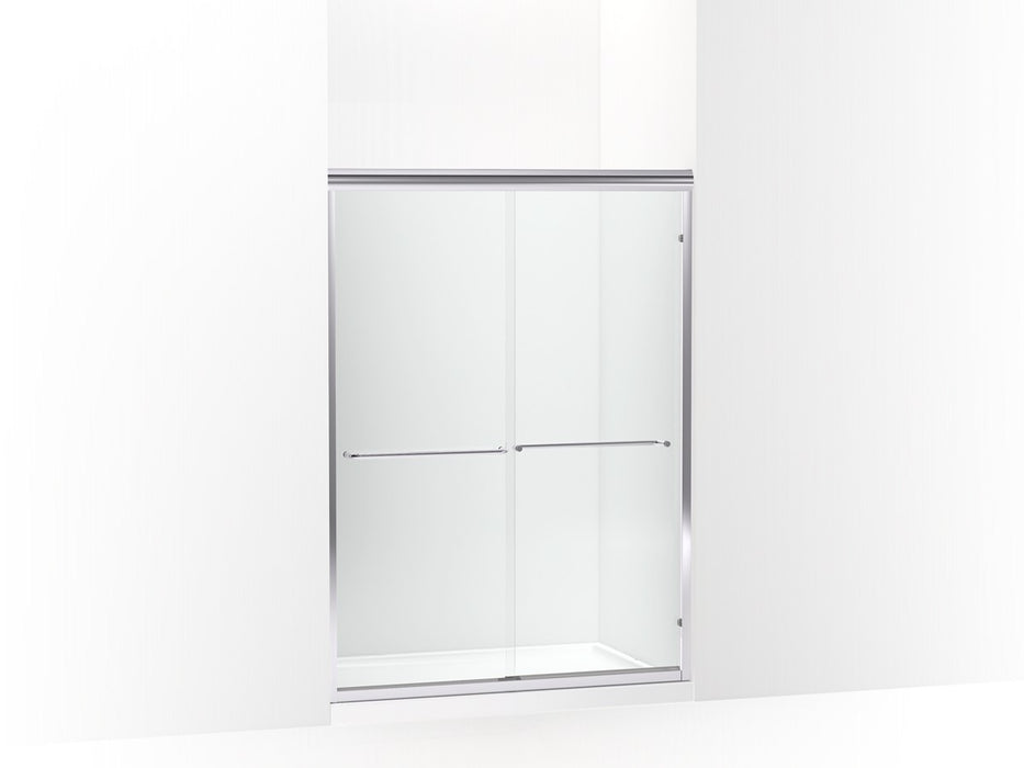 Sterling Finesse 65-1/2" H sliding shower door with 1/4"-thick glass - Polished Stainless