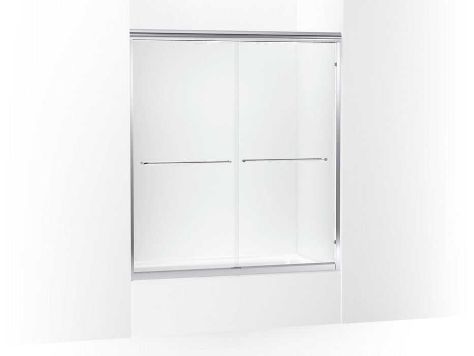 Sterling Finesse 65-1/2" H sliding shower door with 1/4"-thick glass - Polished Stainless