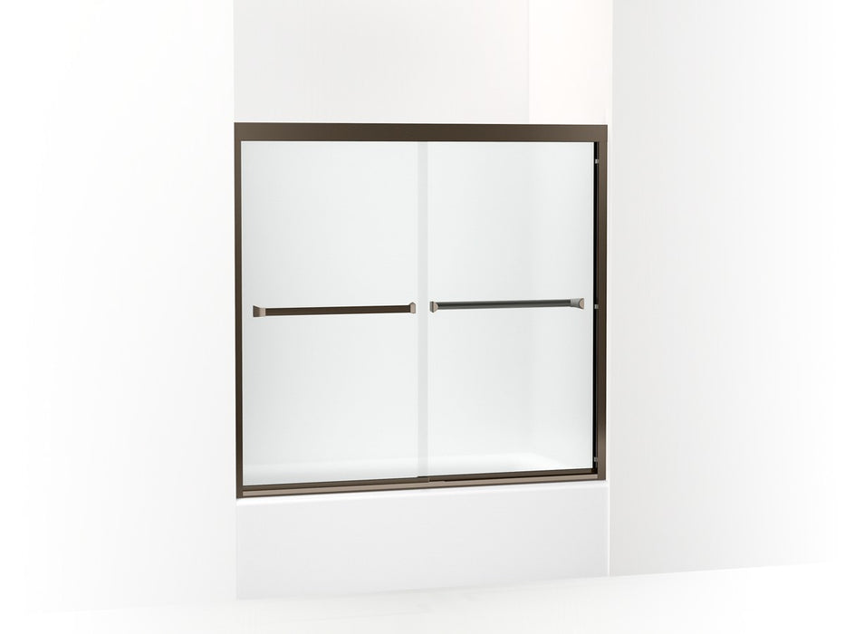 Sterling Meritor Frameless sliding bath door 54-3/8"–59-3/8" W x 55-1/8" H - Deep Bronze